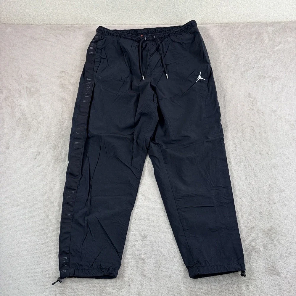 Nike Air Jordan Joggers JumpMan Logo Track Pants 2XL Black Nylon Drawstring